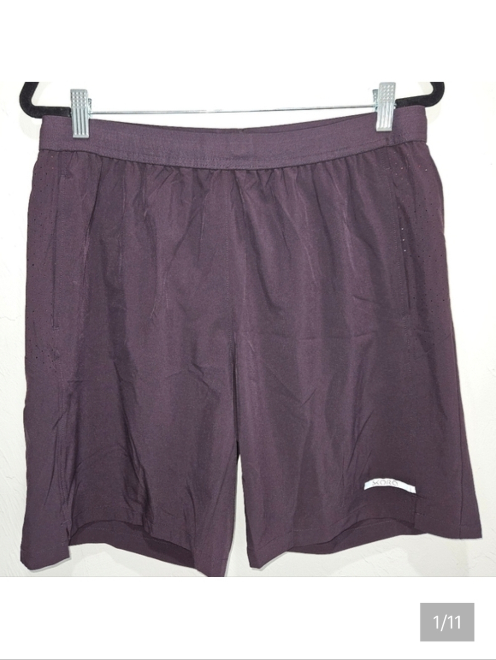 Skora Shorts Mens Large Purple Athletic Quick Dry 9" Inseam Built In Briefs Gym